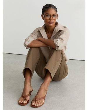Reiss Leather Lizard-Effect Kitten-Heel Sandals - Natural