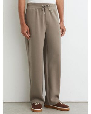 Reiss Rivo - Mushroom Brown Premium Interlock Relaxed-fit Joggers, Xl Short - Multicolour