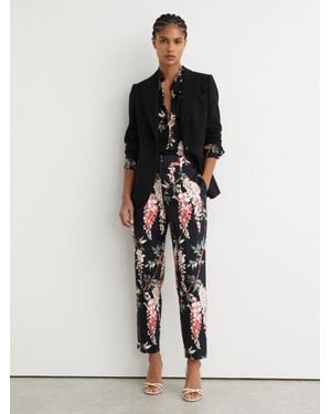 Reiss Erin - Black Petite Wool-blend Textured Single-breasted Blazer, Us 8