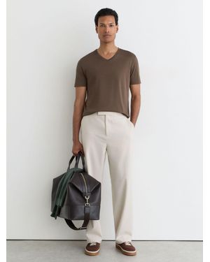 Reiss Air-Water-Cotton V-Neck Tailored-Fit T-Shirt - White