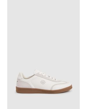 Unseen Leather Suede Court Trainers - White