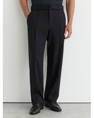 Reiss Relaxed-Fit Belted Pintuck Trousers - Black