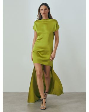 ATELIER Eloise - Green Italian Satin High-low Mini Dress, Us 6