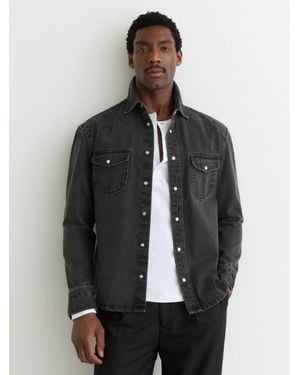 Reiss Denim Western Overshirt - Grey