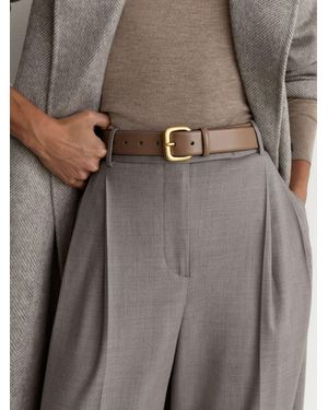 Reiss Leather Square-Buckle Belt - Grey