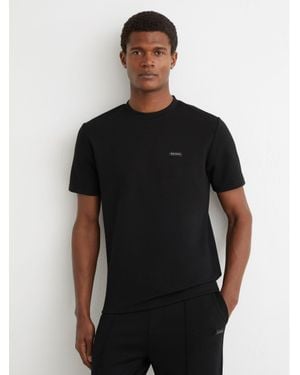 Reiss Wesley - Black Premium Interlock Logo T-shirt, X-large