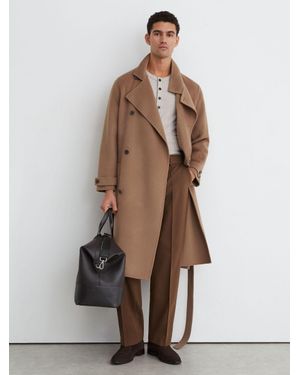 Reiss Wool-Blend Blindseam Belted Overcoat - Natural