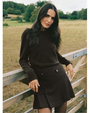 Reiss Wool-Blend Check Mini Skirt - Black