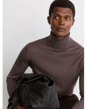 Reiss Caine - Ridge Brown Merino Wool Roll-neck Jumper, L