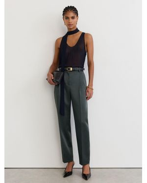 Reiss Ellen Petite Satin Single-Pleated Trousers - Green