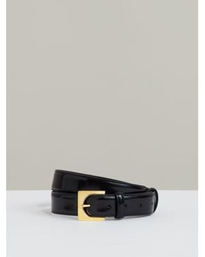 Reiss Patent Leather Square Buckle Belt - Black
