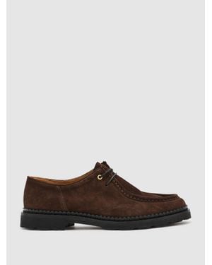 Reiss Hatton Lace-Up Moccasin Shoes - Brown