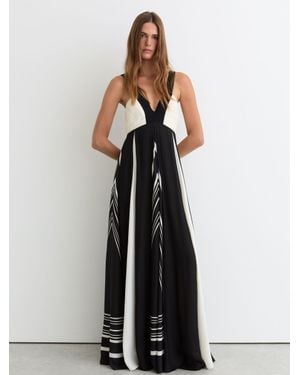 Reiss Empire-Line Printed Maxi Dress - White