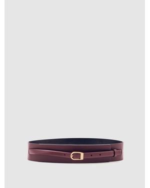 Reiss Leather Double-Strap Waist Belt - Purple