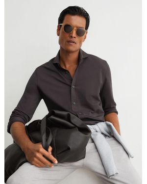 Reiss R-Flex Cotton-Blend Stretch Jersey Shirt Slim-Fit - Black