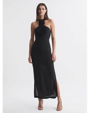Joslin Studio Silk Embroidered Halterneck Maxi Dress - Black