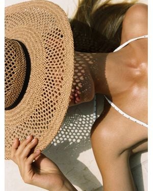 Reiss Contrast-Trim Straw-Effect Hat, M & L - Natural