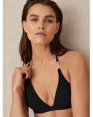 Reiss Triangle Halter Neck Bikini Top - Black