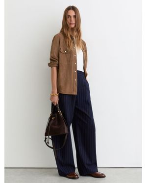 Reiss Suede Twin-Pocket Press-Stud Shirt - Blue