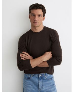 Reiss Wessex - Dark Brown Merino Wool Crew-neck Jumper, Xxl - Black