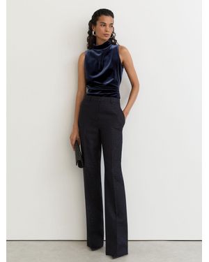 Reiss Velvet High-Neck Sleeveless Top - Blue