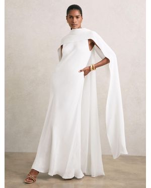 Reiss Crepe Cape Maxi Dress - Natural
