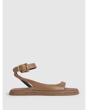 Reiss Leather Plait Detail Sandals - White
