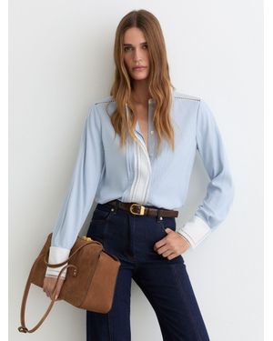 Reiss Lace-Trim Tipped Long-Sleeve Shirt - White