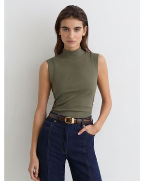 Reiss Stretch-Cotton High-Neck Vest - Green