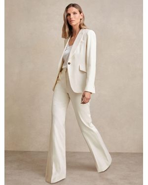 Reiss Millie - Cream Petite Wide Leg Tailored Trousers, Us 6 - Natural
