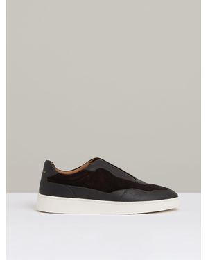 Reiss Grained Leather Elasticated Lace Trainers - Multicolour