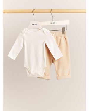Reiss Corduroy Trousers And Bodysuit Set - Natural
