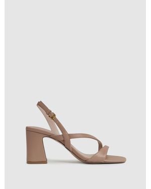Reiss Alice - Nude Strappy Leather Heeled Sandals, Us 8 (uk 6) - Natural