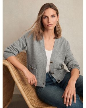 Reiss Wool-Cashmere Button Cardigan - Grey