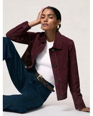 Reiss Suede Button-Through Jacket - Red