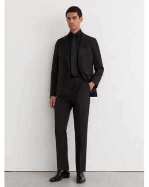 Reiss Wool Classic-Fit Tuxedo Suit Trousers - Black