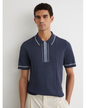 Reiss Rothwell Tipped Half-button Knitted Polo Shirt - Blue