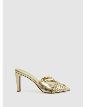 Reiss Imogen Woven Heeled Mules - Metallic