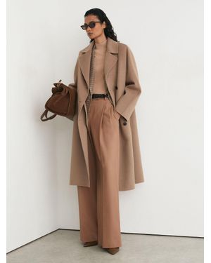 Reiss Petite Wool-Blend Blindseam Double-Breasted Coat - Natural