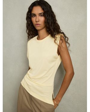 Reiss Sadie Ruched Jersey Top - Natural