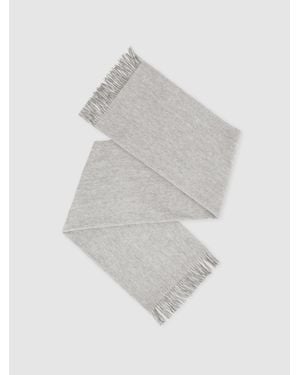 Reiss Picton Cashmere Blend Scarf Wool Plain - White