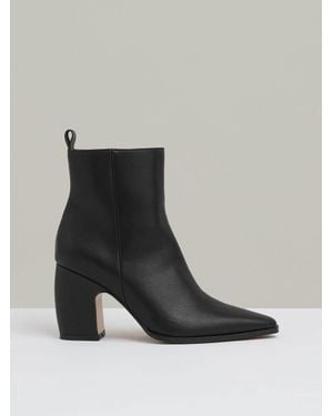 Reiss Amy - Black Leather Blocked Heel Ankle Boots, Us 5 (uk 3)