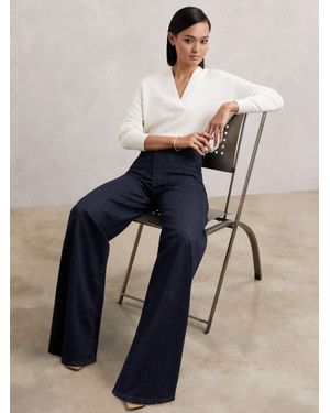 Reiss Bella Petite Patch Pocket Wide Leg Jeans - Blue