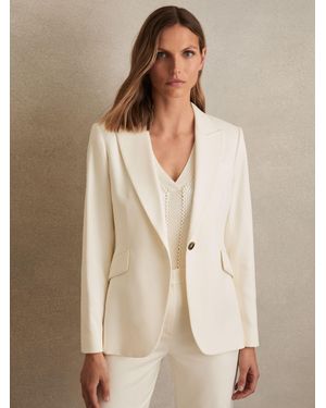 Reiss Millie Single-Breasted Peak-Lapel Tailored Blazer - Natural