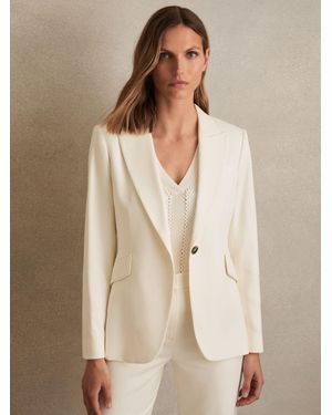 Reiss Millie Single-Breasted Peak-Lapel Tailored Blazer - Natural