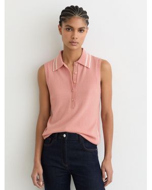 Reiss Wool-Cashmere Sleeveless Polo Top - Red