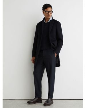 Reiss Gable - Navy Single Breasted Overcoat, S - Blue