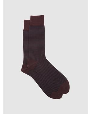 Reiss Stripe - Bordeaux Mario Stripe Cotton-blend Striped Socks, M/l - Purple