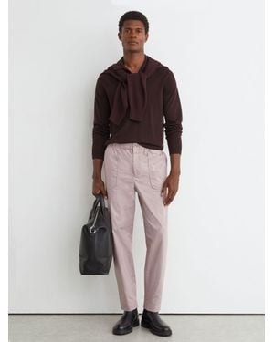 Reiss Cotton-Blend Lightweight Tapered Trousers - Pink