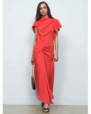 Reiss Asymmetric Draped Midi Dress - Red